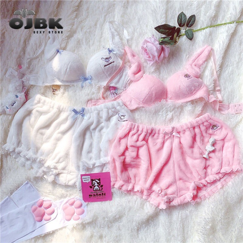 fluffy bra set