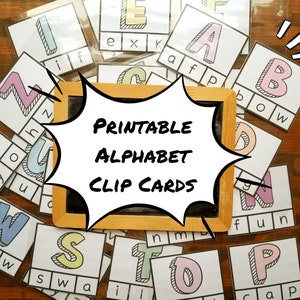 Alphabet Clip Cards, Printable Preschool Flash Cards, ABC Uppercase Lowercase Matching Activity, Homeschool Printable, Montessori Toddler