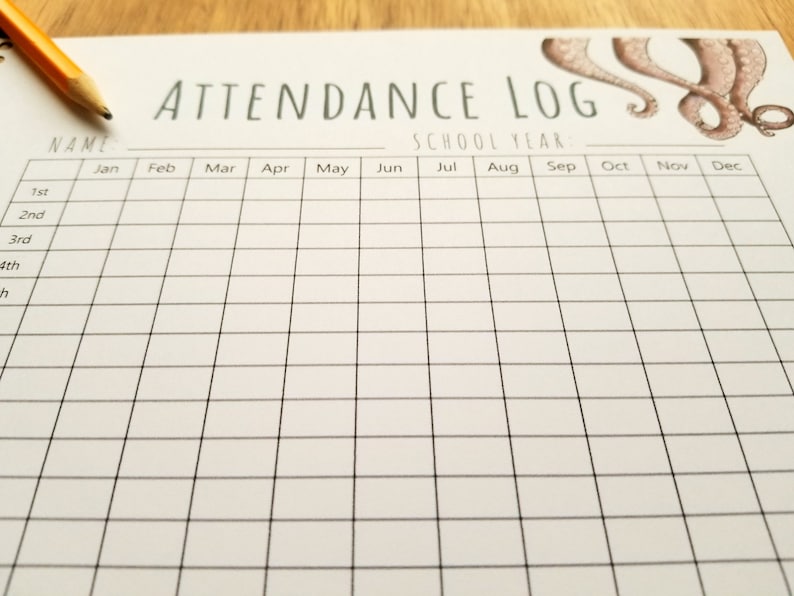 Attendance Log Attendance Record Homeschool Attendance Tracker ...