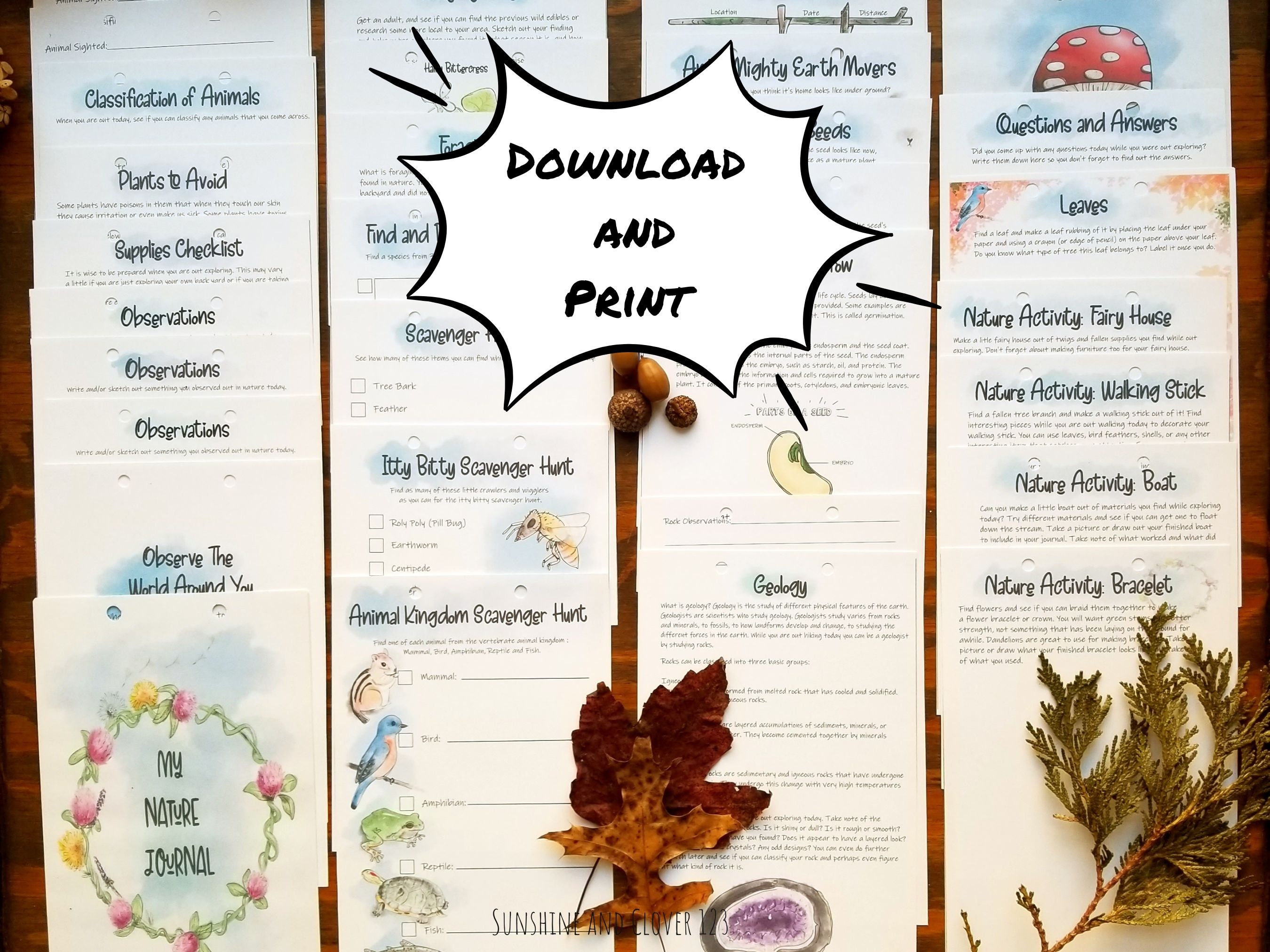 Nature Journal, Printable Nature Booklet, Outdoor Activities for Kids, Charlotte Mason Homeschool Journal, Outside Scavenger Hunts, Hiking