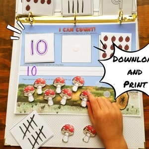 Preschool Number Activity, Toddler Counting 1-10, Montessori Numbers, Preschool Printable Activity, Homeschool Printable, Kindergarten Math