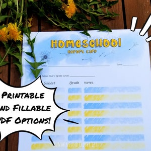 Tarjeta de calificaciones para la educación en el hogar, boleta de calificaciones para estudiantes que reciben educación en el hogar, informe de progreso académico para la educación en el hogar, tarjeta de calificaciones en formato PDF para completar e imprimible para la educación en el hogar