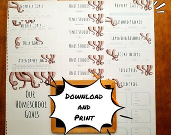 Printable Homeschool Planner Lesson Planner Download and Print Planner Pages Homeschooling Organizer Homeschool Scheduler Family Planner