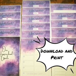 Homeschool Planner, Printable Homeschool Organizer, Blue Galactic Themed, Daily Weekly Monthly Homeschool Schedule, Unit Studies, Field Trip
