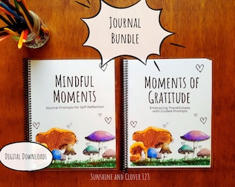 Druckbares Dankbarkeits-Journal + Selbstreflexions-Journalen Schreibaufsagen-Journal mit Anweisungen Geführte Journale Tägliches Journal Dankbarkeits-Journal