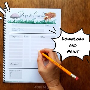 Homeschool Report Card, Printable Grade Card, Homeschool Printables, Mushroom Academic Progress Report, Grading Sheet, Homeschool Supplies