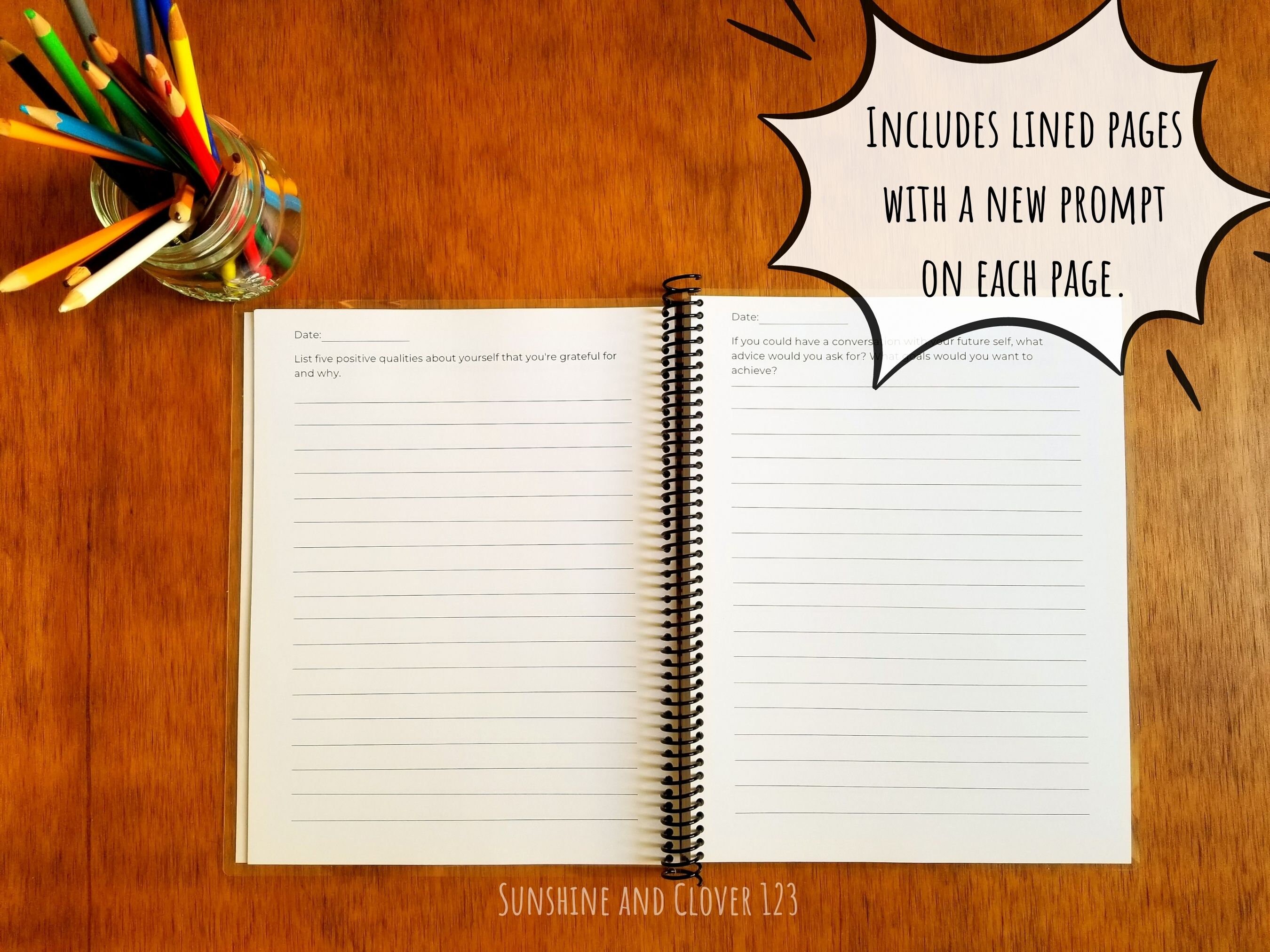 Promted Journaling Example Prompted Journal for Self Reflection Printable Journal With Writing ...