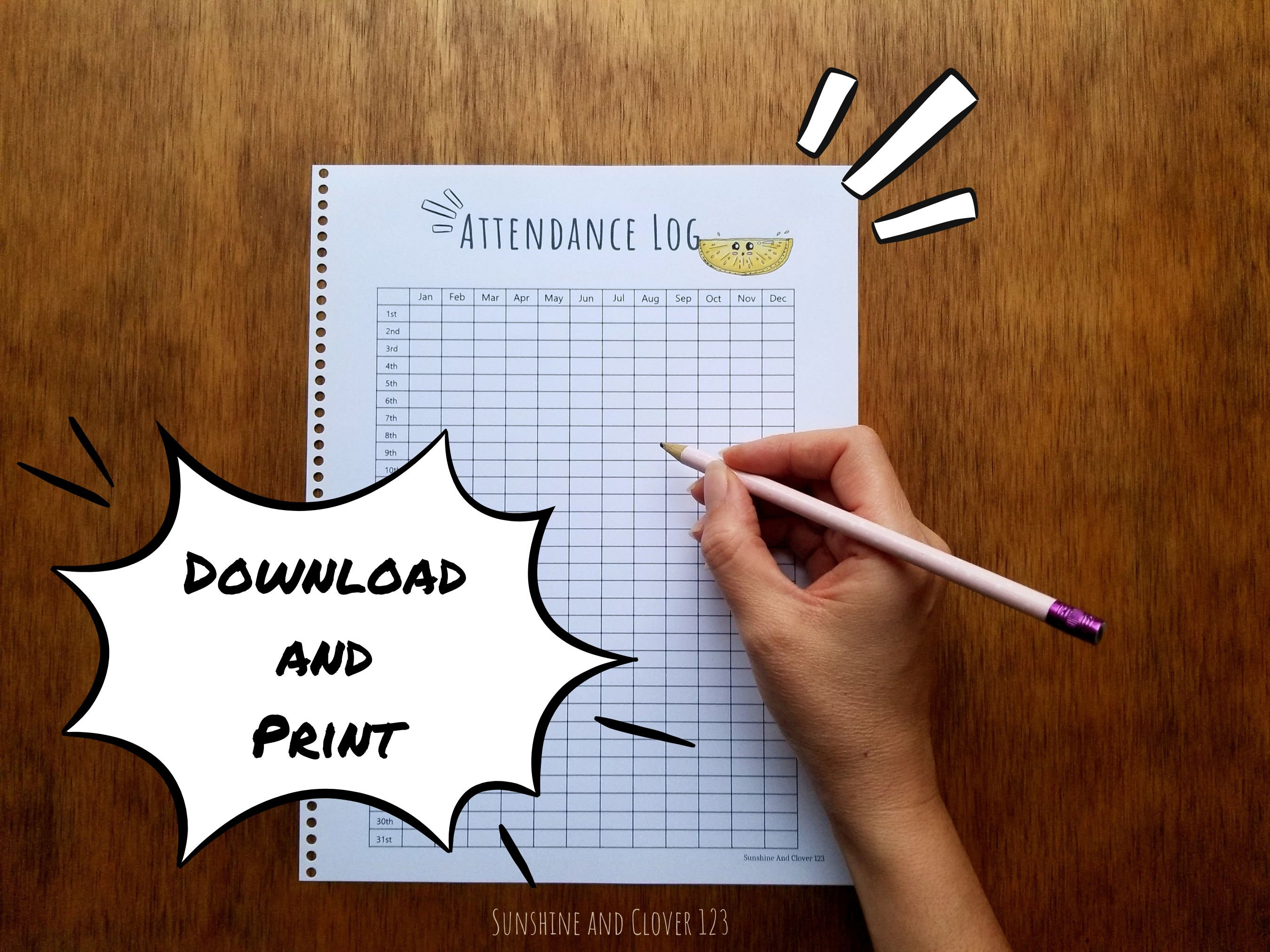 Homeschool Attendance Log, Printable Attendance Tracker, Kawaii Style ...