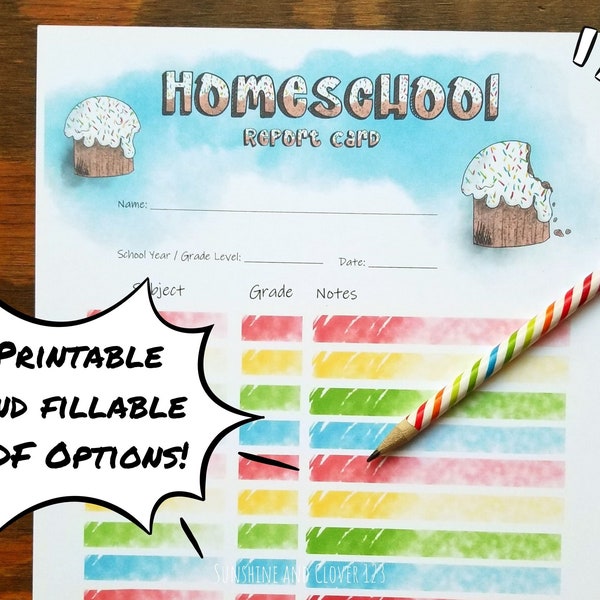 Report Card for Homeschoolers Printable Homeschool Grade Card Fillable Grade Sheet Academic Progress Report School Supplies Homeschool Grade