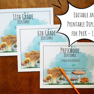 Printable Diplomas 2025 Graduation Homeschool Diplomas Certificate of Completion Editable Diploma Template Preschool Graduation Kindergarten