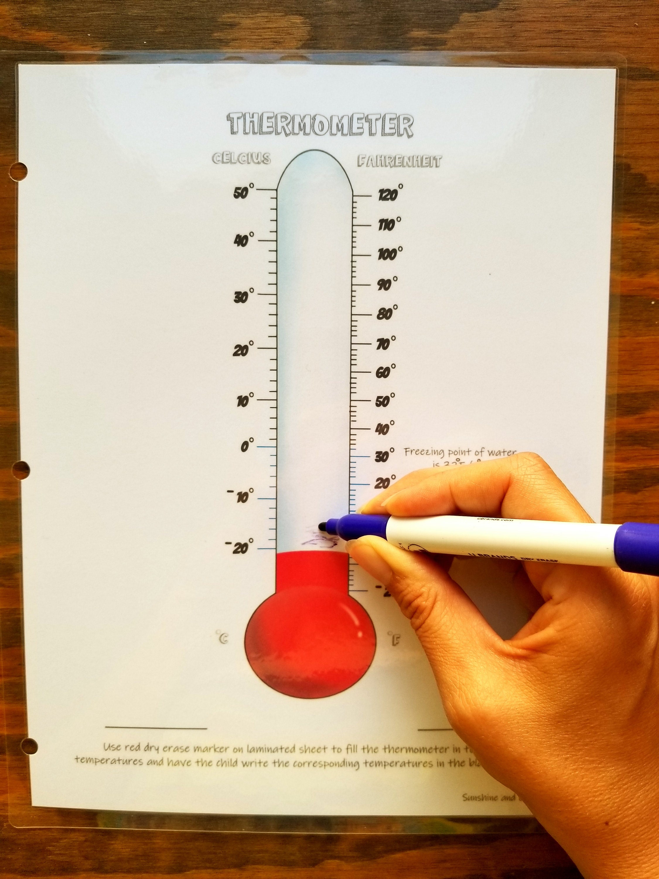Fahrenheit Thermometer Worksheet