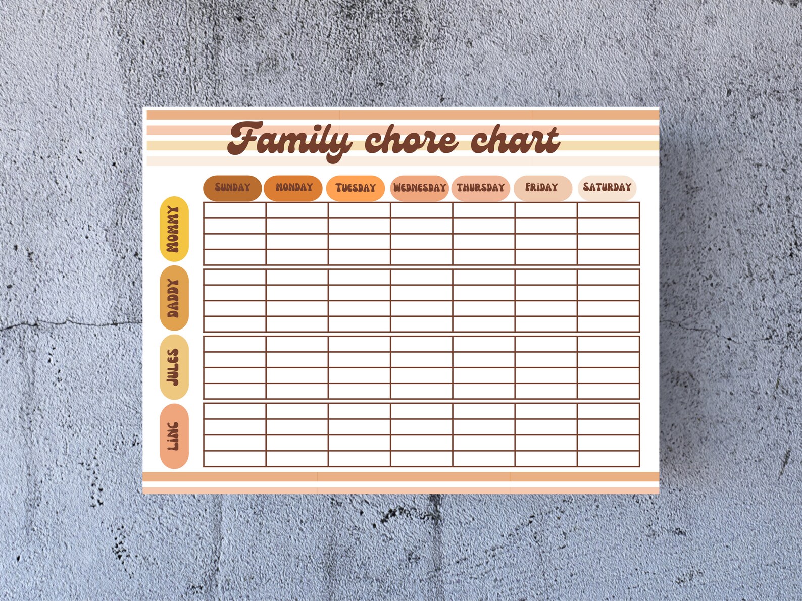 Groovy Chore Chart Printable I Customized Chore Chart I Family - Etsy ...