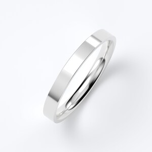 10K White Gold Wedding Band, Flat High Polish Ring 1.5mm–7mm, Comfort Fit Solid Gold Ring, Minimalist Wedding Ring, Engraved Gift 2.5 MM