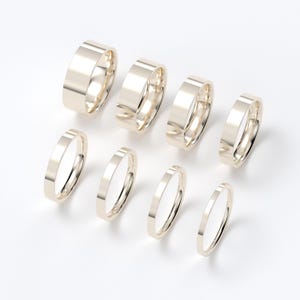 10K Champagne Gold Wedding Band, Flat High Polish Ring 1.5mm–7mm, Comfort Fit Solid Gold Ring, Minimalist Wedding Ring, Engraved Gift