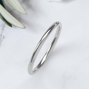 10K White Gold Wedding Band, Comfort Fit Dome Ring 1.5mm–7mm, Solid Gold Wedding Ring, Minimalist Gold Ring, Engraved Gift 1.5 MM
