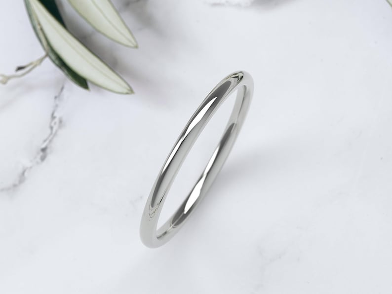 10K White Gold Wedding Band, Comfort Fit Dome Ring 1.5mm–7mm, Solid Gold Wedding Ring, Minimalist Gold Ring, Engraved Gift 1.5 MM