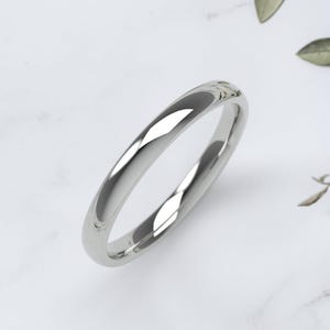 10K White Gold Wedding Band, Comfort Fit Dome Ring 1.5mm–7mm, Solid Gold Wedding Ring, Minimalist Gold Ring, Engraved Gift 2.5 MM