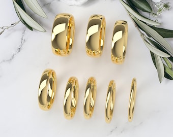 18K Yellow Gold Wedding Band, Comfort Fit Dome Ring 1.5mm–7mm, Solid Gold Wedding Ring, Minimalist Gold Ring, Engraved Gift
