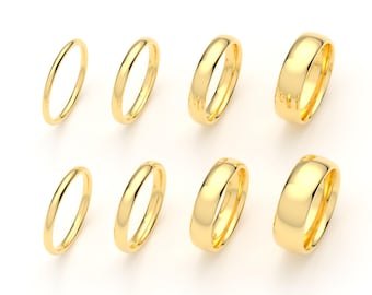 10K Yellow Gold Wedding Band, Comfort Fit Dome Ring 1.5mm–7mm, Solid Gold Wedding Ring, Minimalist Gold Ring, Engraved Gift
