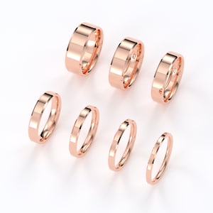 10K Rose Pink Gold Beveled Edge High Polish 2mm, 2.5mm, 3mm, 4mm, 5mm, 6mm, 7mm Wedding Band Comfort Fit (Free Laser EngRaving)