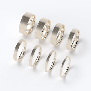 Solid 10K Champagne Gold Flat Satin Brush Finish Wedding Band 1.5mm, 2mm, 2.5mm, 3mm, 4mm, 5mm, 6mm, 7mm Comfort Fit (Free Laser Engraving)