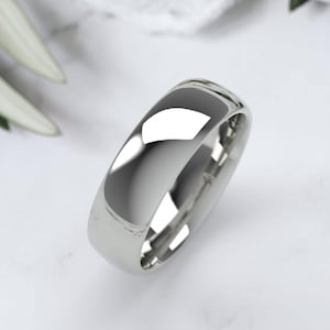 10K White Gold Wedding Band, Comfort Fit Dome Ring 1.5mm–7mm, Solid Gold Wedding Ring, Minimalist Gold Ring, Engraved Gift 6 MM