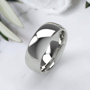 10K White Gold Wedding Band, Comfort Fit Dome Ring 1.5mm–7mm, Solid Gold Wedding Ring, Minimalist Gold Ring, Engraved Gift 7 MM