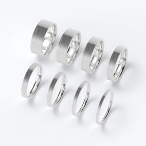 Solid 10K White Gold Flat Satin Brush Finish Wedding Band 1.5mm, 2mm, 2.5mm, 3mm, 4mm, 5mm, 6mm, 7mm Comfort Fit (Free Laser Engraving)