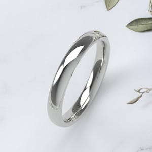 10K White Gold Wedding Band, Comfort Fit Dome Ring 1.5mm–7mm, Solid Gold Wedding Ring, Minimalist Gold Ring, Engraved Gift 3 MM