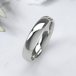 10K White Gold Wedding Band, Comfort Fit Dome Ring 1.5mm–7mm, Solid Gold Wedding Ring, Minimalist Gold Ring, Engraved Gift 4 MM