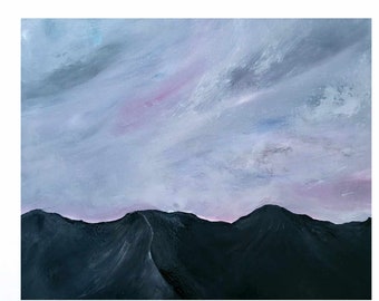 Serene Mountain Dusk Oil Painting