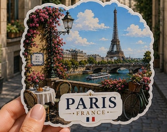 Paris France Sticker | Eiffel Tower Travel Sticker | Parisian Vinyl Decal | French Travel Souvenir | 5x5 cm