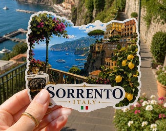 Sorrento Italy Sticker I Amalfi Coast Travel Sticker I Mediterranean Vacation Souvenir I 5x5cm
