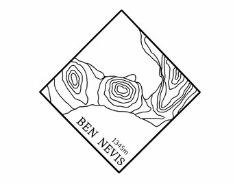 Ben Nevis Souvenir:  Map Art of the Three Peaks