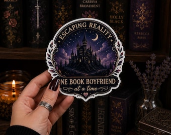 Escaping Reality One Book Boyfriend at a Time Sticker | Fantasy Reader Vinyl Sticker | Book Lover Decal | BookTok Gift | Kindle Sticker