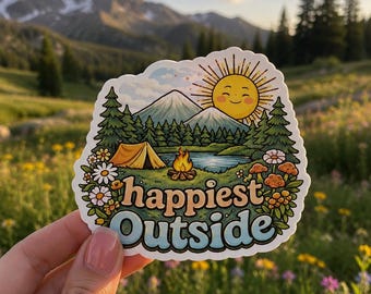 Happiest Outside Sticker for Adventure Lovers