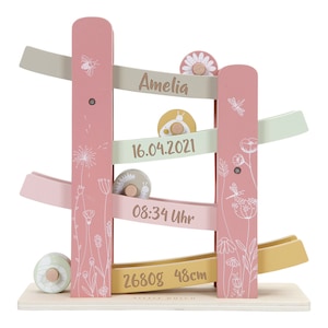 Marble Run Wood Pink Wild Flowers | Little Dutch - gift with dates