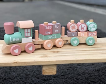 Holz Lokomotive mit Steckformen Adventure | Little Dutch -  personalisiert mit Deinen Wunschdaten