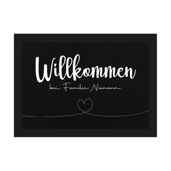 Fußmatte M - Willkommen | Schmatzepuffer - Mit Familiennamen personalisiert