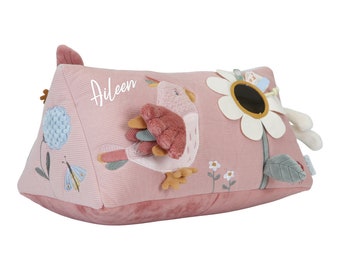 Motorik Kissen Flowers & Butterflies Rosa | Little Dutch - mit Namen personalisiert