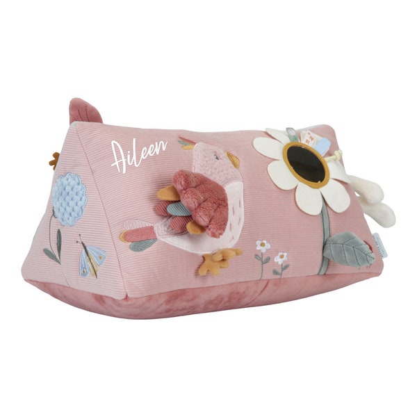 Motorik Kissen Flowers & Butterflies Rosa | Little Dutch - mit Namen personalisiert