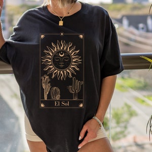 Sun Tarot T-shirt | Oversized Mystical Design Cotton Tee | Comfy Unisex Shirt
