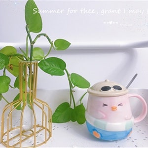 Ceramic Marker Cup With Lid Spoon Household High-value Coffee Cup Large-capacity Water Cup