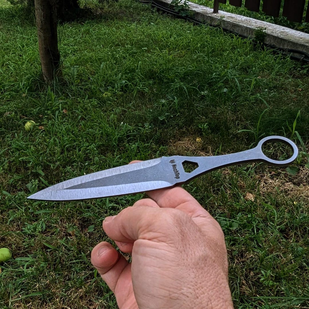 No-spin Throwing Knife Kunai Balanced Polished Carbon Steel Handmade ...