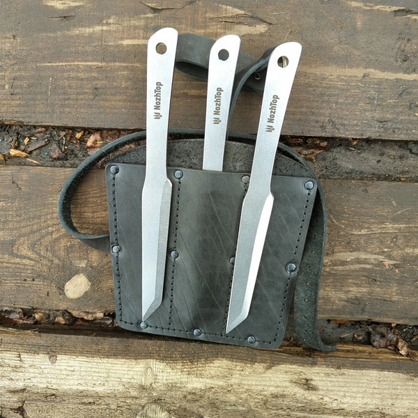 Gift set of three unbreakable "Tantogator" throwing knives and sheaths for them The best gift for any man