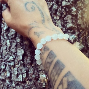 Tahitian black pearl and Quartz bracelet
