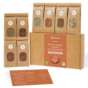 Rooibos Tee Selber Mischen Set mit 7 leckeren BIO Teesorten | DIY Tee Geschenkset | Tee Geschenkbox Mama | BonaTea Tee Geschenk Teeliebhaber