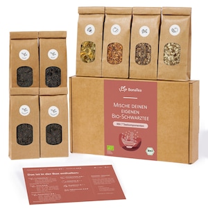 Schwarzer Tee Selber Mischen Set mit 7 leckeren BIO Teesorten | DIY Tee Geschenkset | Tee Geschenkbox | BonaTea Tee Geschenk Teeliebhaber