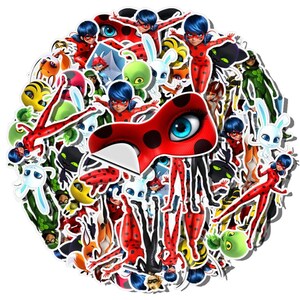 Miraculous Ladybug Stickers, Cartoon Vinyl Decals for Case, Phone, Laptop, Computer, Water Bottles, Luggage, Gift Bag, Party Favors