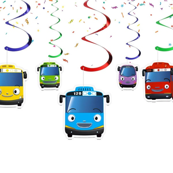 Tayo the Little Bus Ceiling Streamers - Colorful Party Decorations - Set of 10